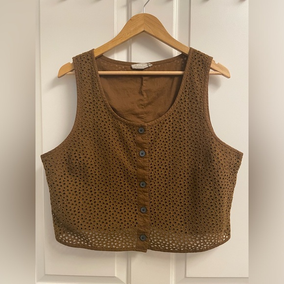 DONATING 2/1 Everlane walnut brown eyelet tank 16 - Picture 2 of 6